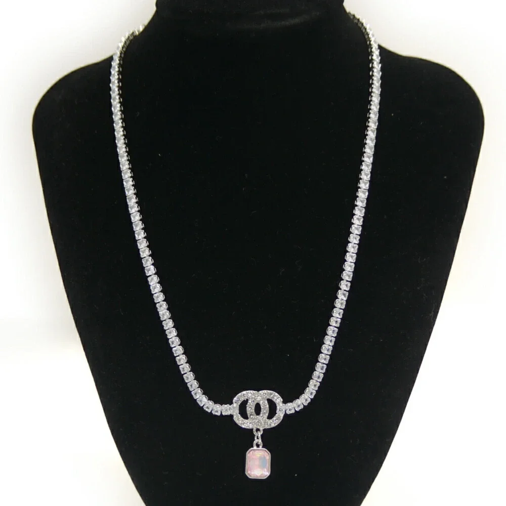 CHANEL Pink Logo Necklace